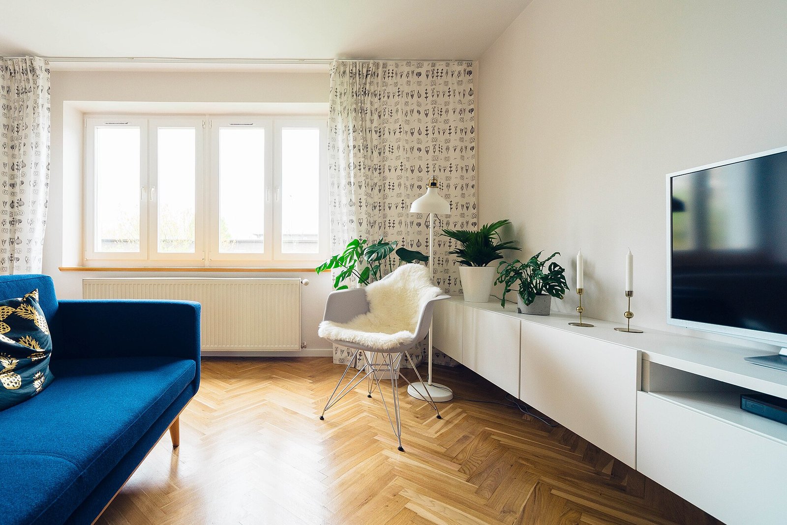 Bright living room with quiet luxury interior design