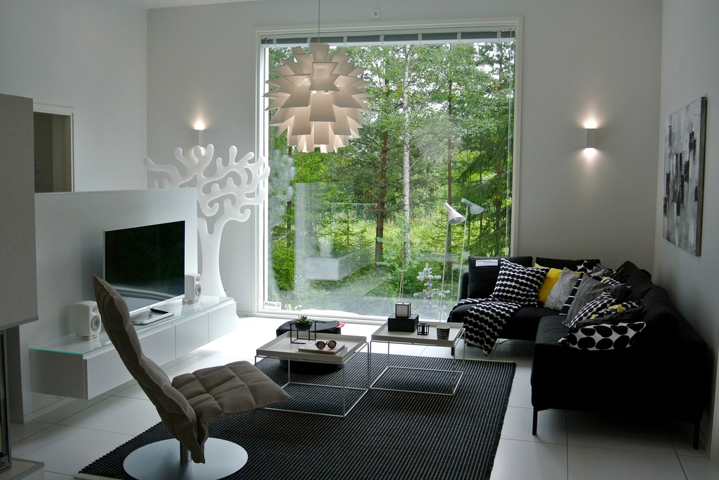 Modern luxury living room with natural light