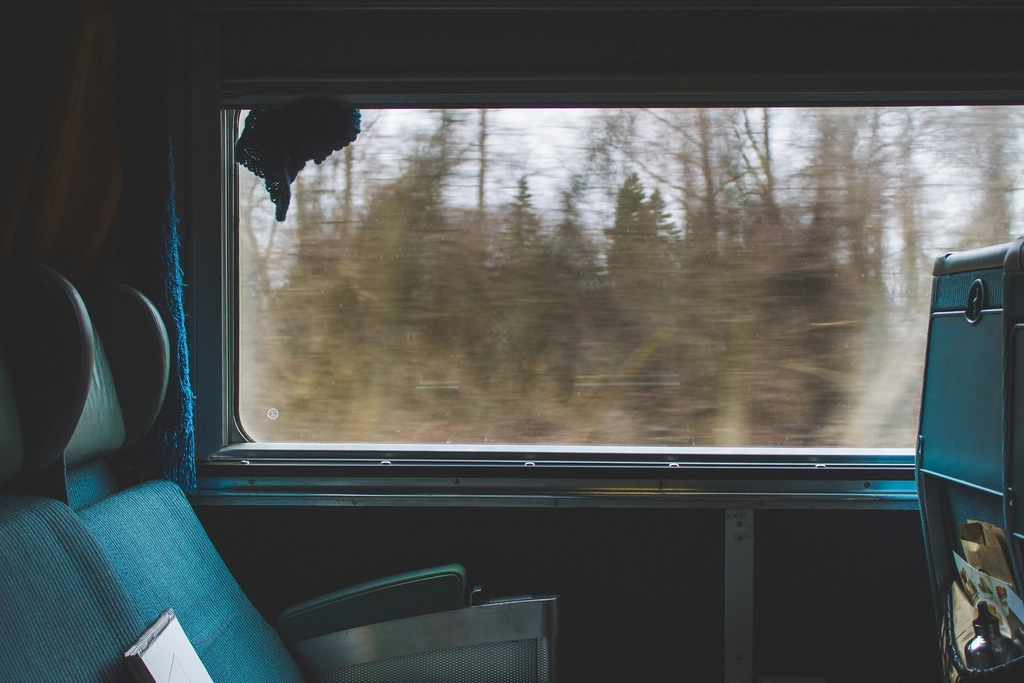 Train journey through the countryside